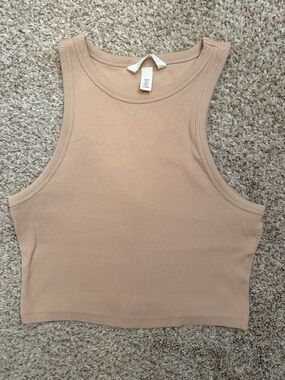 H&M Ribbed Cropped Tank Top - Tan